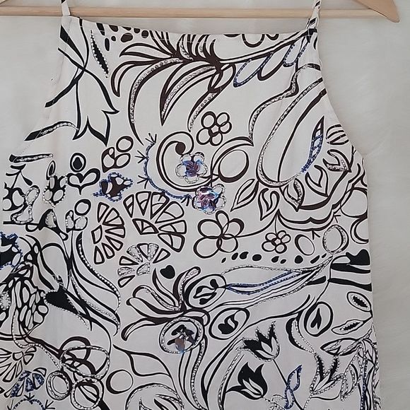 NWT ZARA FLORAL PAISLEY BEADED DRESS BROWN WHITE BLUE small - Picture 4 of 10